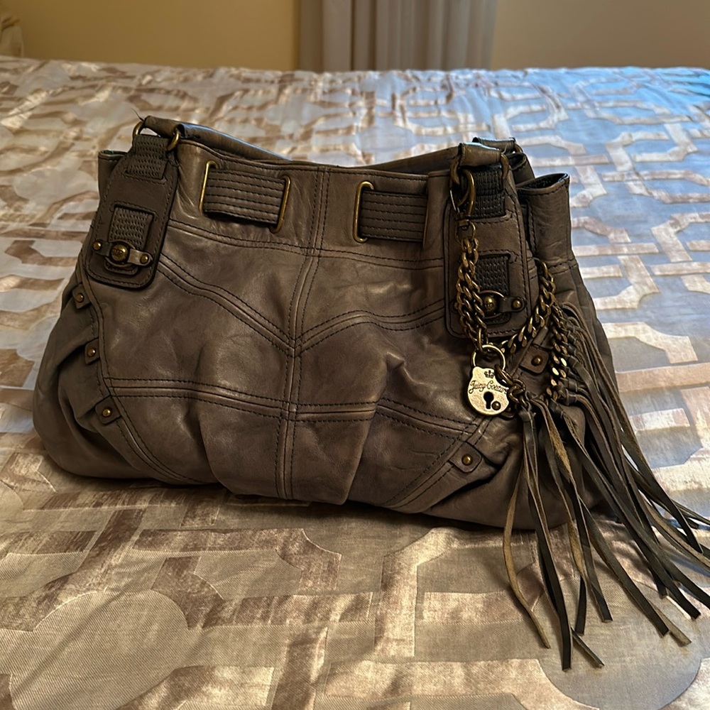 Juicy Couture leather purse. Grey denim color.